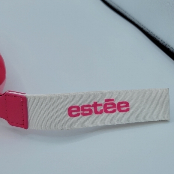 Estee Lauder Pink Stripe Puffy Cosmetic Case Clutch Wristlet #1275 - Picture 6 of 9